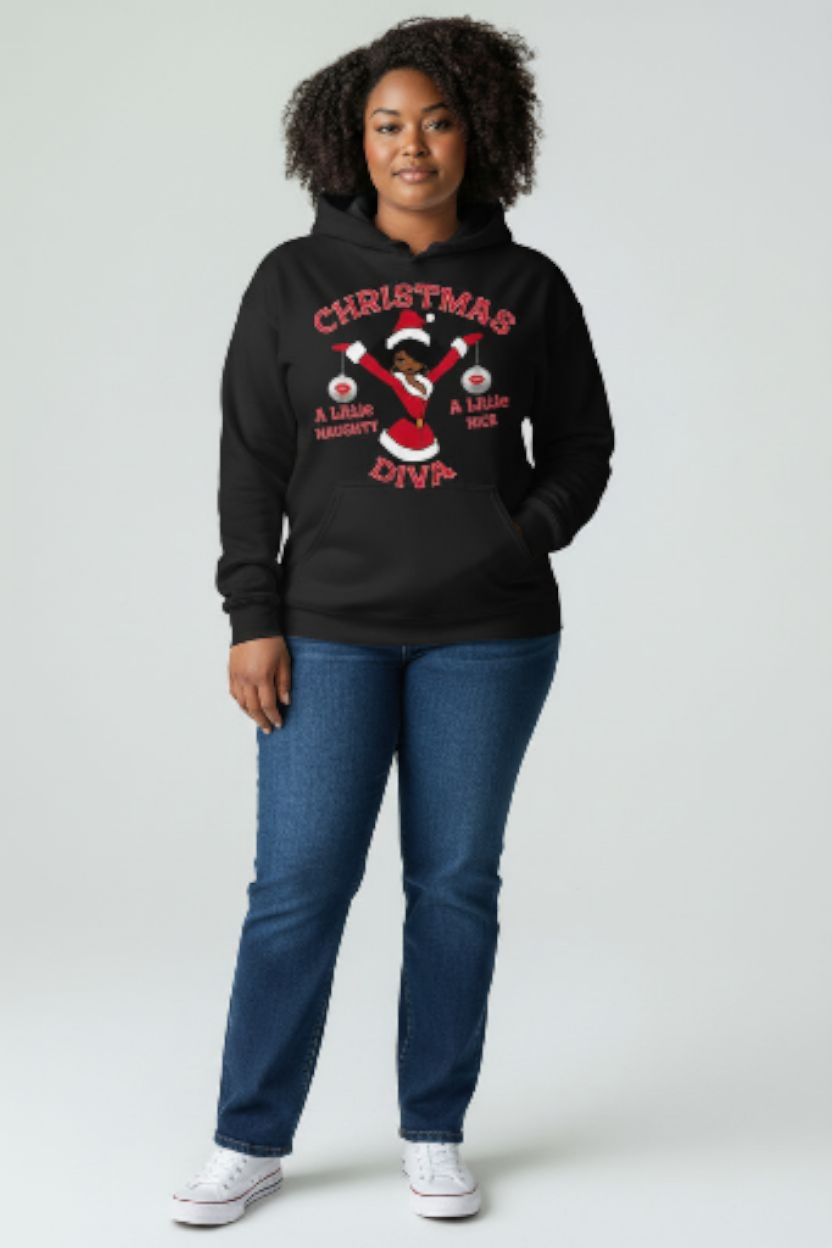 Christmas Hoodie, Christmas Diva, Naughty, Nice