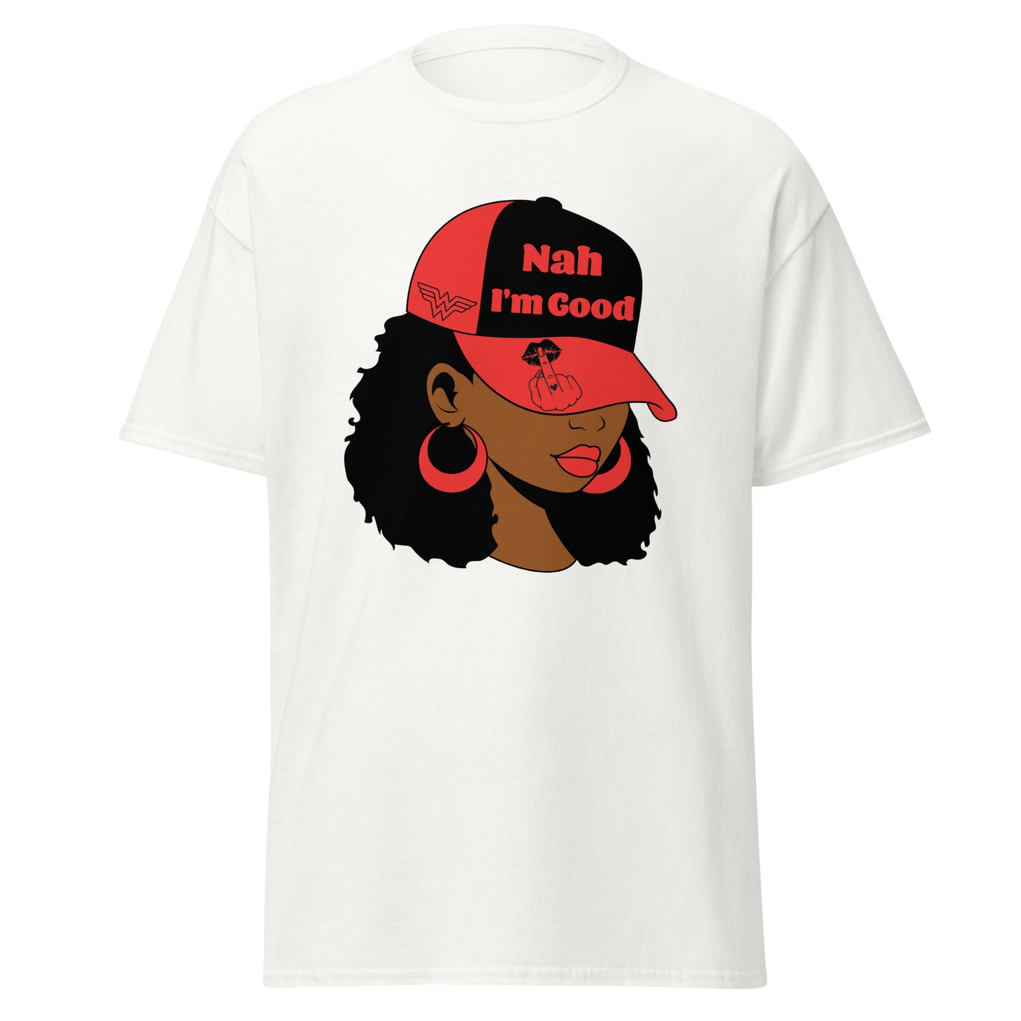 Nah I'm Good Unisex T-Shirt, Sarcasm, Funny, Graphic, African American Woman, Baseball Cap, Dad Hat