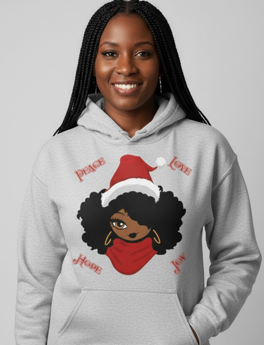 Christmas Diva Hoodie, Christmas Gift, Black Santa, Black Friday, Cyber Monday