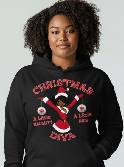 Christmas Hoodie, Christmas Diva, Naughty, Nice