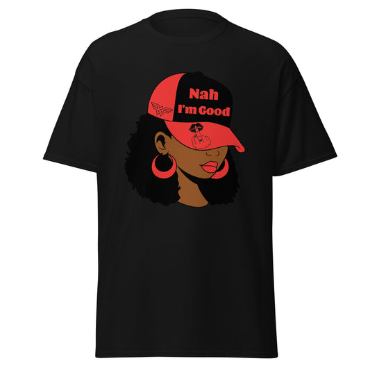 Nah I'm Good Unisex T-Shirt, Sarcasm, Funny, Graphic, African American Woman, Baseball Cap, Dad Hat